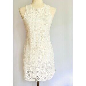 Pink Stitch Embroidered Sheath Dress with Zipper Back, Size 2